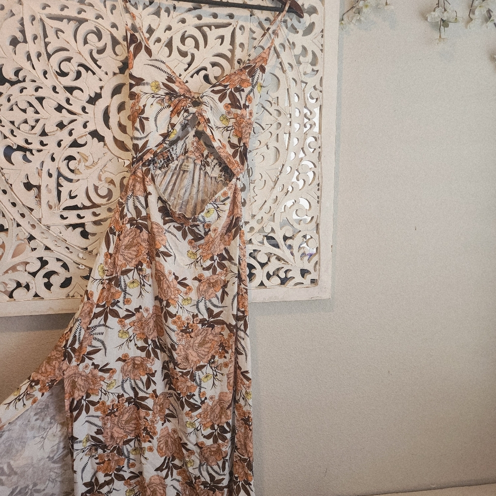MAAJI CREMON AURORA TROPICAL FLORAL MAXI DRESS FRONT OPENING SIZE LARGE - Picture 11 of 16